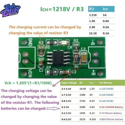 1A NIMH Rechargeable Lithium Battery Charging Board Smart Charger Constant Current/Constant Temperature Voltage Module