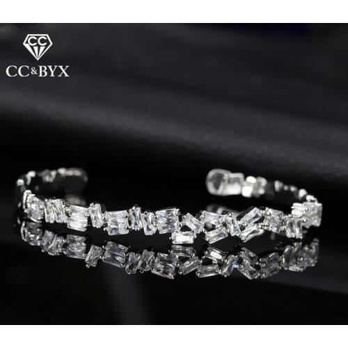 CC Bracelets For Women High Quality Luxury Special Design Shine Stone Open Charm Bangle Wedding Accessories Bride Jewelry S0082