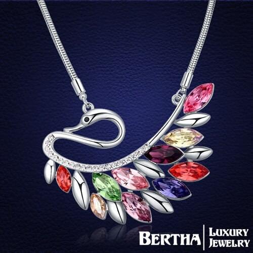 New Arrival Peacock Long Necklace Sweater Chain Genuine Crystals from Swarovski Women Choker Jewelry Collares Mujer