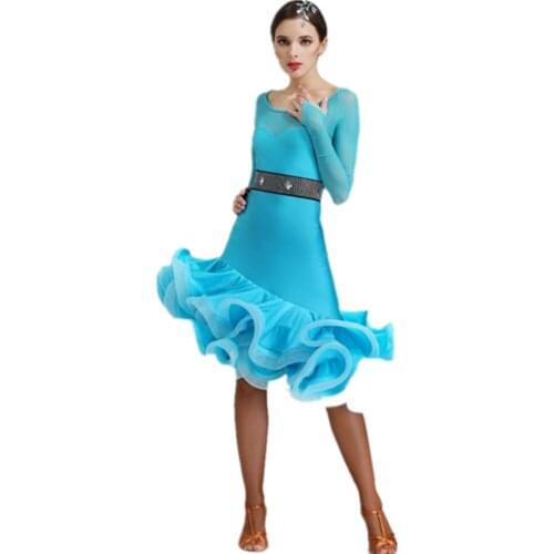 Long sleeve latin dance competition dresses women samba rumba tango latin dance dress latin dance costumes women