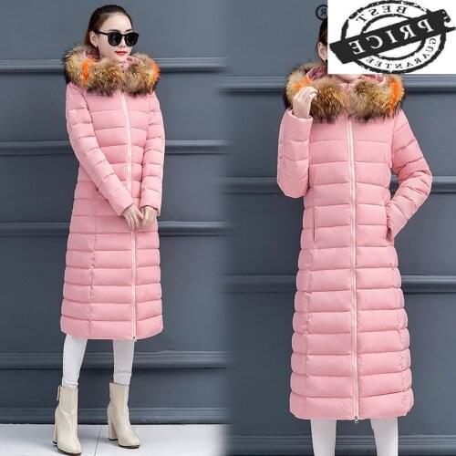Winter Jacket Women Clothes 2021 Korean Long Padded Warm Parka Coat Ladies Fit Large Fur Hooded Casaco Feminino Hiver 013