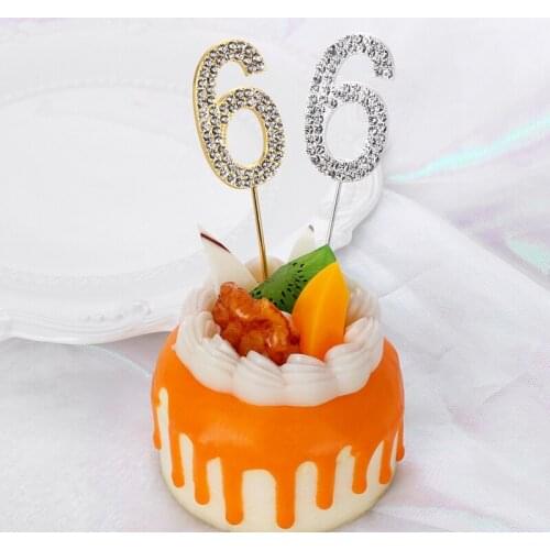1Pc Glitter Alloy Rhinestone Number Cake Toppers Baby Shower Birthday Decoration Wedding Gold Silver Digital Cakes Dessert Decor
