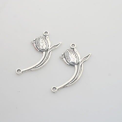 10pcs Tibetan Silver beautiful flower tulip charm connectors design X0129