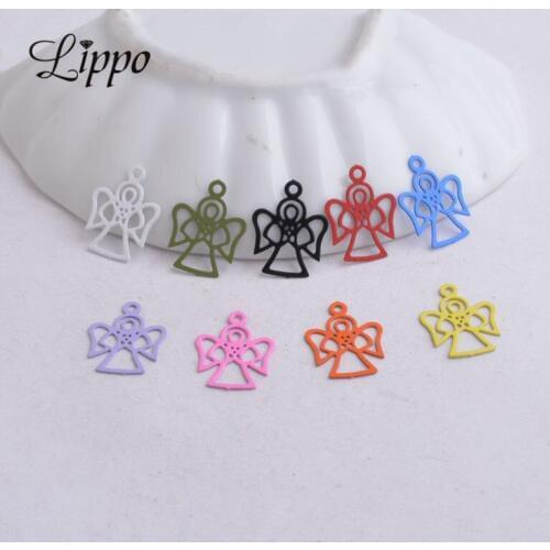 100pcs AC9035 12mm*16mm Painted Cute Angle Model Charms Angles Wings Pendants