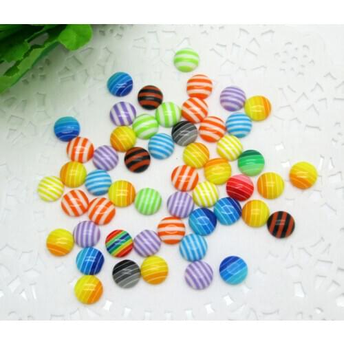 200 8mm Mixed Resin Round Stripe Decoration Crafts Beads Frame Flatback Cabochon Scrapbook Kawaii DIY Embellishments Accessories
