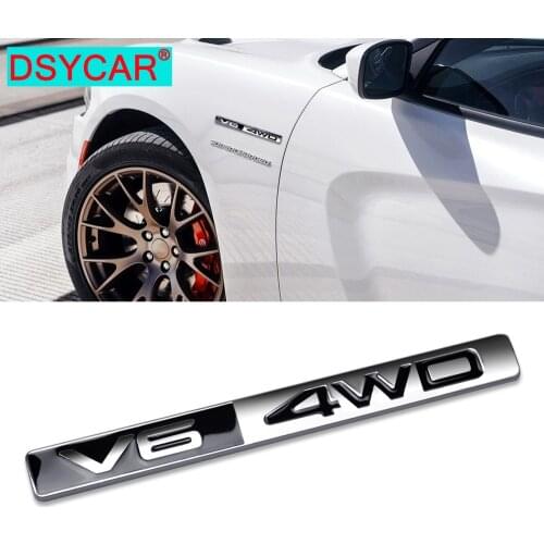 DSYCAR 1Pcs Metal V6 4WD 3D Car Sticker Decal Head Car Side Fender Rear Trunk Emblem Badge Sticker Decals for Car