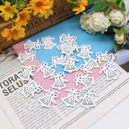 50pcs Christmas bell Buttons 2 Holes manualidades Sewing Accessories Wood Botton For craft supplies Scrapbook Xmas Decorative