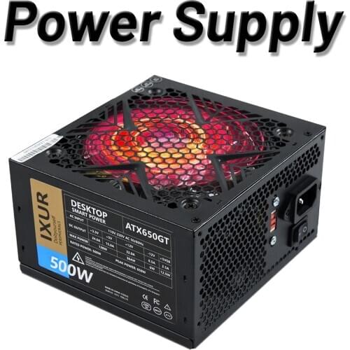 500W Power Supply 12cm LED Fan SATA ATX 12V PC 110&220V For Desktop Gaming