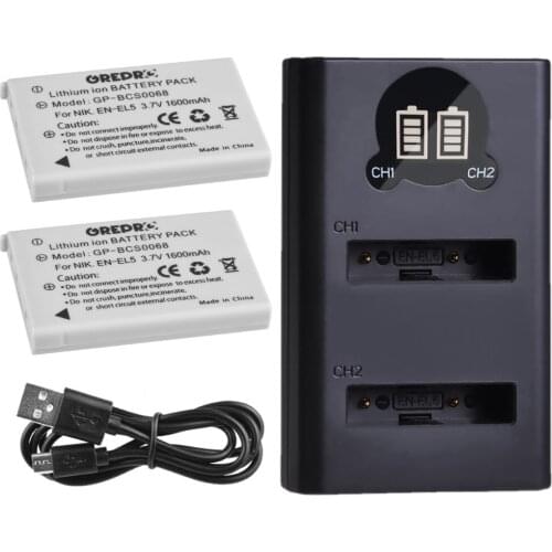 EN-EL5 Battery and Charger with Type-c Port for Nikon EN EL5, Coolpix P530 P90 P80 P500 P520 P510 P6000 P5000 S10