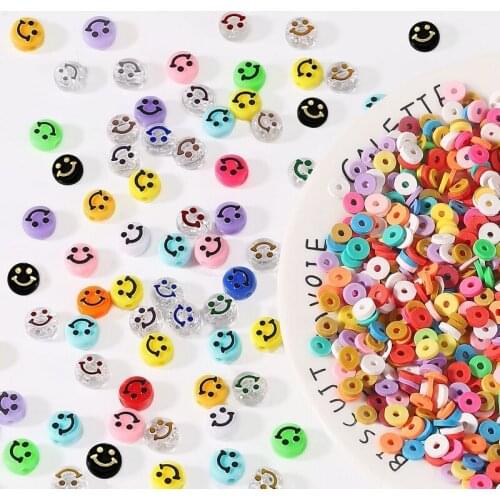 Smiley Happy Face Beads Acrylic Polymer Clay Spacer Beads Smiley Face Beads for Jewelry Making DIY Charms Bracelet Necklace
