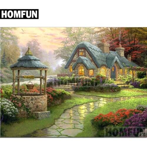 HOMFUN Full Square/Round Drill 5D DIY Diamond Painting "Forest House" Embroidery Cross Stitch 5D Home Decor Gift A02104