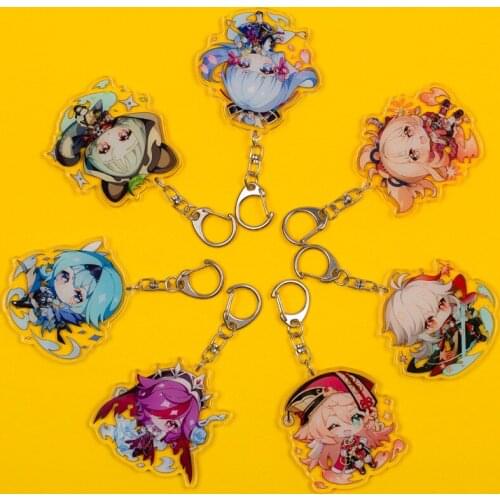 Anime Genshin Impact Cosplay Kazuha Ayaka Yoimiya Eula Keychain Cute Cartoon Character Car Pendant Fans Collection Props Gift