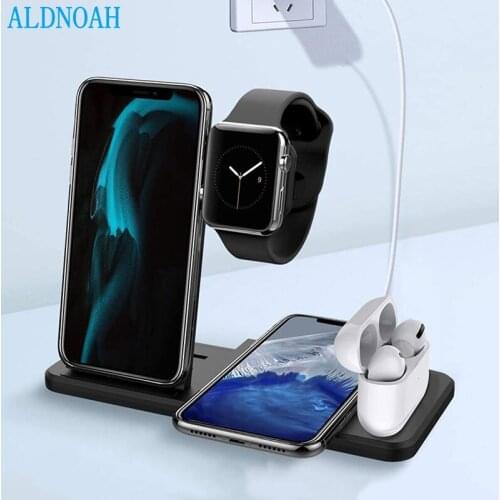 15W Fast Wireless Charger 4 in 1 Qi Charging Dock Station For iPhone 12 11 Pro XS MAX XR X 8 Apple Watch SE 6 5 4 3 AirPods Pro