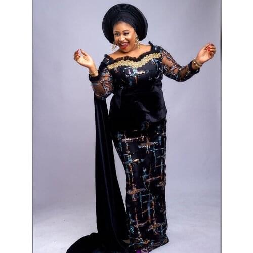 Sequined lace fabric 2021 high quality African lace fabric wedding dress French Nigeria tulle lace fabric dress FJ40671