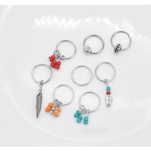 Boho Metal Necklace Pendant For Women & Men Exquisite Multi-Color Various Iron Ring Round Bead Necklace Accessory Set