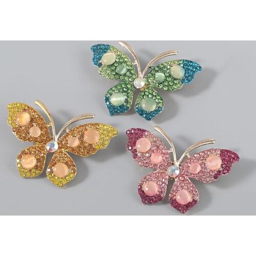 Pauli Manfi 2021 Fashion Metal Rhinestone Butterfly Brooch Womens Popular Exaggerated Corsage Party Simple Accessories