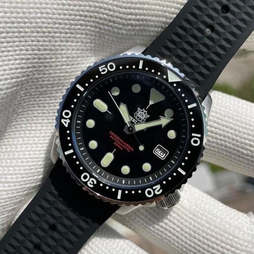 Steeldive Upgraded Version Diver Watch 20 Bar Stainless Steel Men Automatic Mechanical Sapphire Rubber Strap Luminous