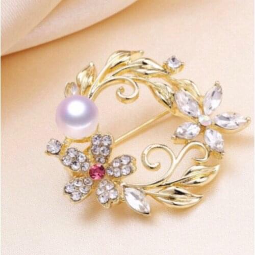 Flower DIY Brooch Pin Mountings Findings Settings Base Women Accessories for Pearls Agate Jade Crystal Beads