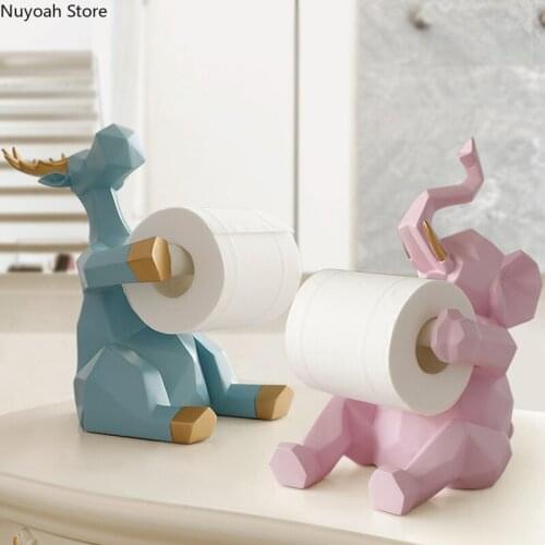 Geometric Animal Tissue Holder Home Living Room Coffee Table Cute Cartoon Roll Paper Tube Desktop Tissue Box Napkin Roll Holder