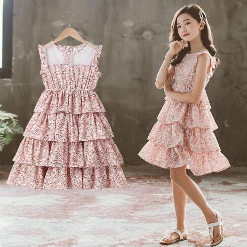 Childrens dress chiffon shredded flower skirt idyllic summer new cake skirt childrens skirt