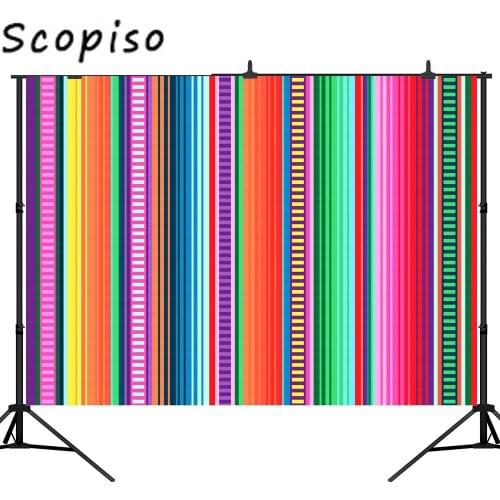 Scopiso Mexican Stripes Photography Backdrop Colorful Mexico Stripes Table Cover Party Supplies Mexican Theme Party Banner