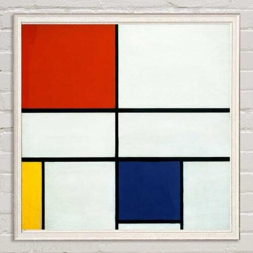 Piet Cornelies Mondrian Composition With Red Yellow Blue Art Canvas Poster Painting Wall Picture Print Home Bedroom Decoration