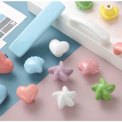 Ceramic Kids Room Cabinet Knob Cartoon Moon Star Wardrobe Pull Handles for Garden Door