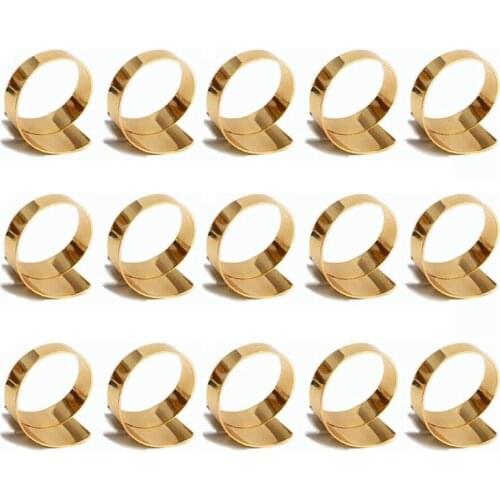 Napkin Ring,Napkin Holder For Wedding Christmas Party Dinner Table Decor 15 Pcs (Geometric Gold Circle)-ABUX