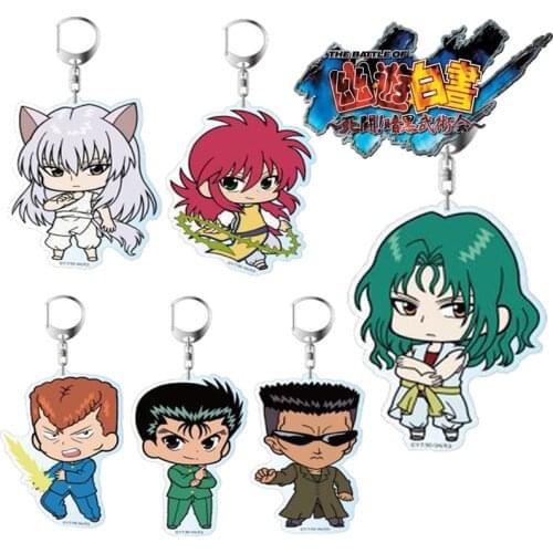 Comic Acrylic Keychain Cartoon YuYu Hakusho Keychain Kuwabara Kazuma Kurama Hiei Figure Pendant Cosplay Jewelry Accessory New