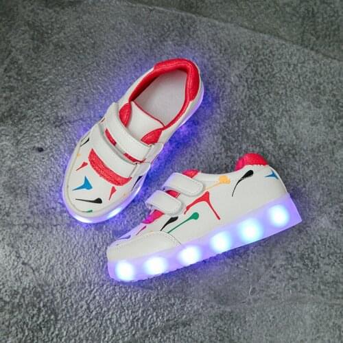 2021 Size 25-35 USB Charge Luminous Sneakers Children Shoes Light Up LED Glowing Shoes Kids Boys Girls Non-slip Sneakers Fashion