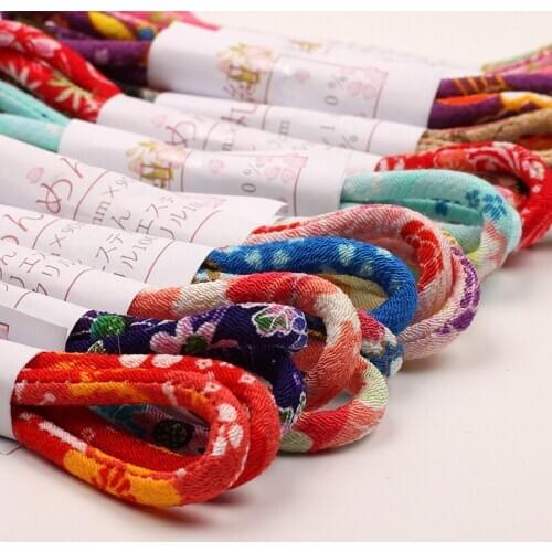 8mm/6mm Japanese Style Crepe Cloth Printed Fabric Round Rope For Handmade Home Textile Decoration Accessories a Yard TJ1702