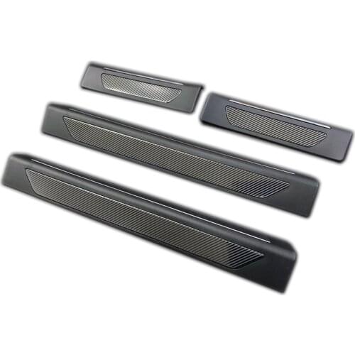 Carbon fiber look Stainless Steel External Pedal Cover Threshold Car Door Sill Scuff Plate Trim For Porsche Macan 2014-2017 2018
