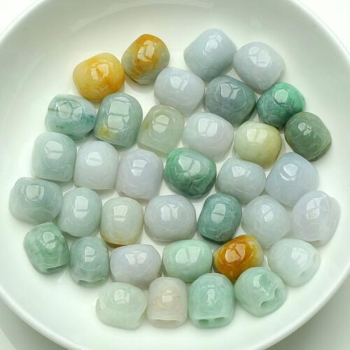 Natural jadeite with small parts of tortoise shell inlaid jewelry accessories woven DIY Longevity and longevity Jade Bead