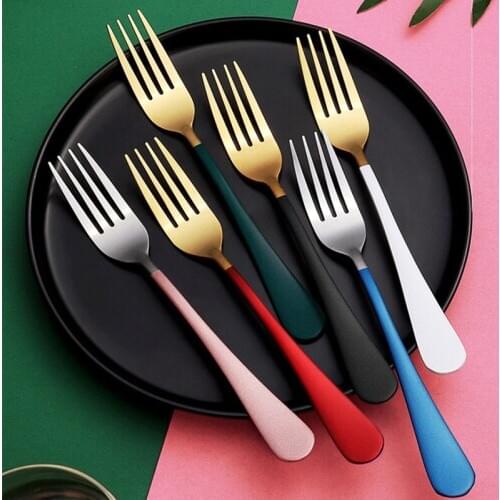 Stainless Steel Table Forks Gold Long Handle Western Tableware Hotel Restaurant Steak Salad Snack Fork Party Kitchen Gadgets