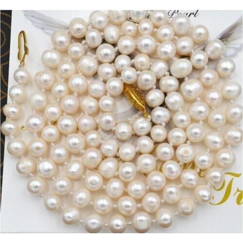NEW Beautiful! 7-8mm White Akoya Cultured Pearl Necklace 50" YL0938