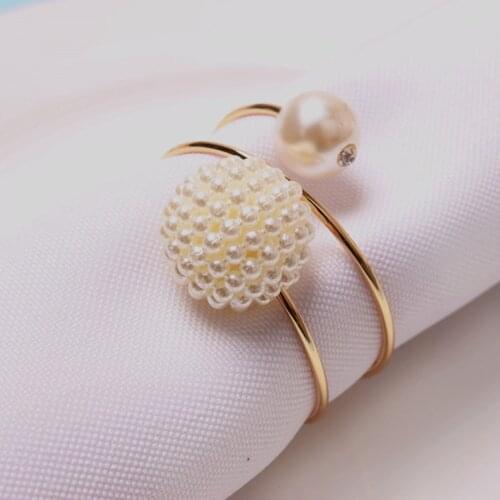 6pcs/lot New Pearl Napkin Ring Metal Napkin Button Wedding Tableware Napkin Ring Desktop Decoration