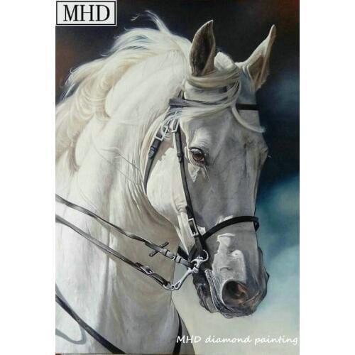 New 5d diy diamond painting cross stitch white horse kit 3D diamond mosaic animal full round drill home decoration gift
