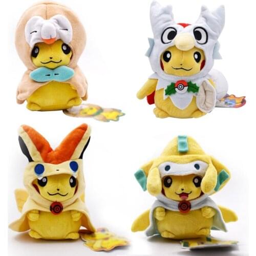 Original Pokemon Film Cartoon Figure Rowlet Victini Jirachi Casual Wear Plush Toy 20CM A Nice Present For The Children