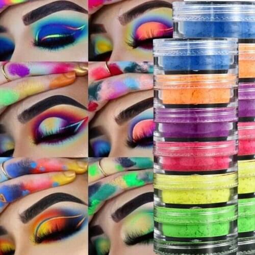 6 colors/multi-mix neon matte eyeshadow powder mineral sequin eyeshadow palette easy to apply waterproof eyeshadow nail powder