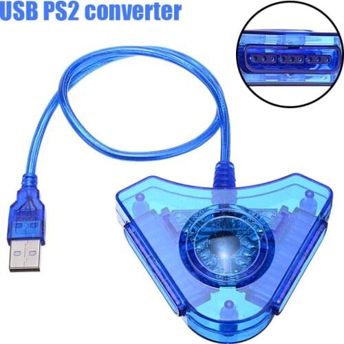 Pohiks 1pc Blue PS2 to PC 2-Port Gaming Converter High Quality USB Controller Adapter For PlayStation PSX PS2 Controllers