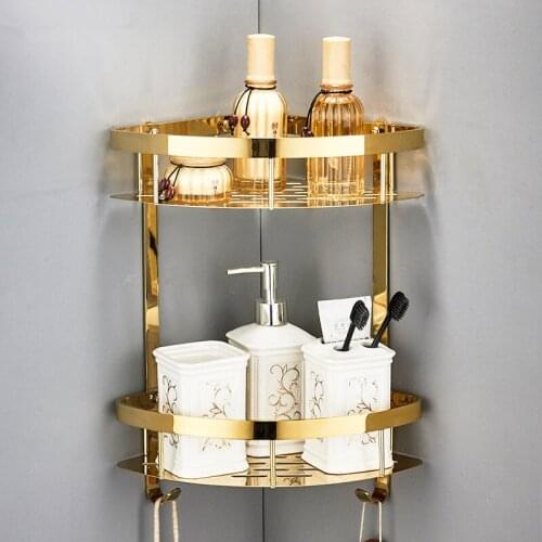 Bathroom Shelf Copper Bath Shower Rack Shower Shelf Bath Holder Bolt Inserting Top quality Luxury Corner Shelf bath hardware
