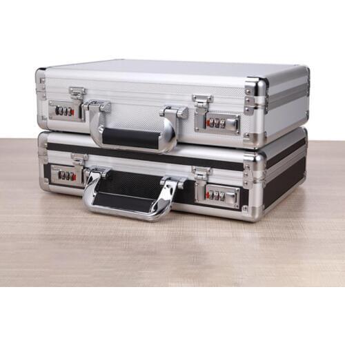 Portable Aluminum Hard Case Passwords ToolBox Black / Silver Briefcase Metal Carrying Case Equiment Tool Box Organizer Holder
