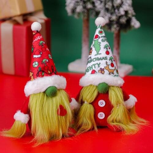 Christmas Faceless Doll Pendant Christmas Tree Ornaments Home Holiday Party Supplies Decoration Red Green Hat Dwarf Gifts New