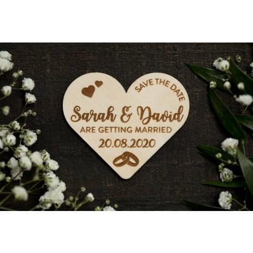Custom Wedding Magnet, Heart Save the Date Magnet, Personalized Save the Date,Wood Save the Date, Unique Wedding Announcement I