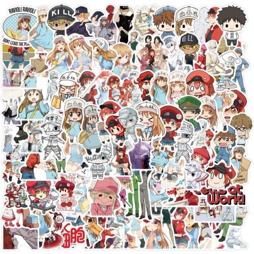 10/50/100CS Anime Cells At Work Stickers for Fans Laptop Guitar Luggage Skateboard Car Waterproof Cool Sticker Decal Kid Toys