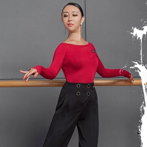 New Latin Dance Top Women Long Sleeve Sexy Ladies Practice Costumes Rumba Salsa Tango Cha Cha Dancing Clothes Dance Dress SL3985