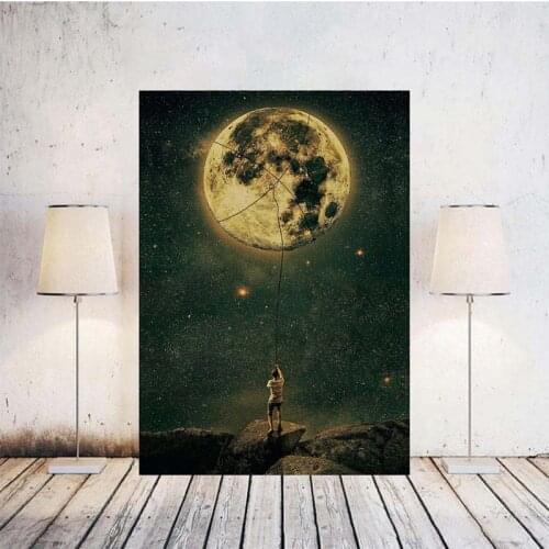 Vintage Kraft Star Retro Paper Poster Space Astronaut With Cola Catch Dream Picture Home Decoration Painting Wall Sticker
