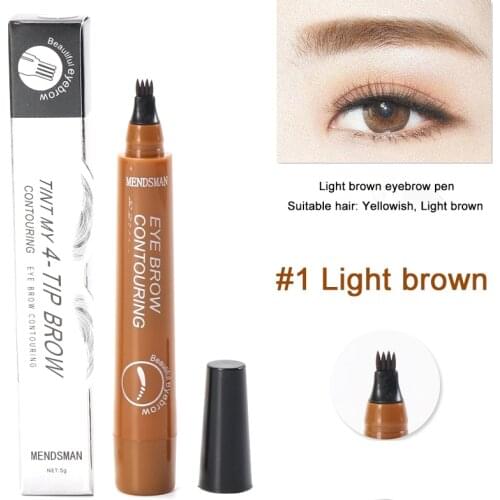 5 Colors Eyebrow Pen Waterproof 4 Fork Tip Eyebrow Tattoo Pencil Cosmetic Long Lasting Natural Dark Brown Liquid Eye Brow Pencil