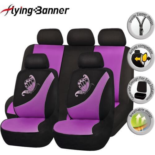Butterfly Printing Breathable Sandwich Cloth Car Seat Cover Universal Fit Most Vehicles Woman Seat Covers Interior Accessories