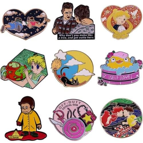 AD869 Patchfan Art Funny Cartoon Enamel Pins and Brooches for Women Men Anime Lapel Pin Backpack Bags Badge Collection Gifts